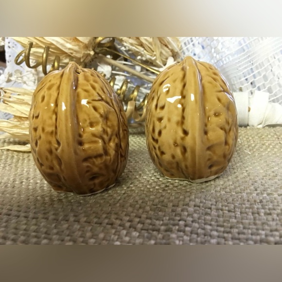 Walnut Ceramic Salt Pepper Shakers - Picture 5 of 5